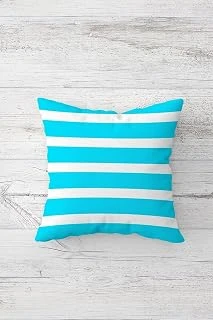 Pelangi Beyaz Çizgili Çift Tarafı Baskılı Gizli Fermuarlı Yastık Kılıfı Kırlent Koltuk Yastık Kılıfı, Turkuaz-Beyaz 45 X 45 ürün görseli 1