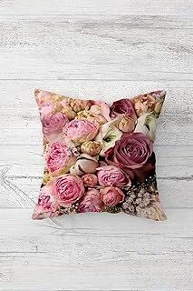 Pelangi Gül Buketli Çift Tarafı Baskılı Gizli Fermuarlı Yastık Kılıfı Kırlent Koltuk Yastık Kılıfı, Pembe 45 X 45 ürün görseli 1