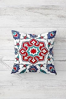 Pelangi Etnik Çini Geleneksel Motif Çift Taraflı Gizli Fermuarlı Yastık Kılıfı Kırlent Koltuk Yastık Kılıfı, Kırmızı-Mavi 45 X 45 ürün görseli 1