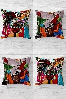 Pelangi Afrikalı Kadınlar Etnik Bohem Gizli Fermuarlı Kırlent Kılıfı Koltuk Yastık Kılıfı Takım(4Adet), Renkli 45 X 45 ürün görseli 1