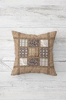 Pelangi Patchwork Desen Çift Tarafı Baskılı Gizli Fermuarlı Yastık Kılıfı Kırlent Koltuk Yastık Kılıfı, Kahve 45 X 45 ürün görseli 1