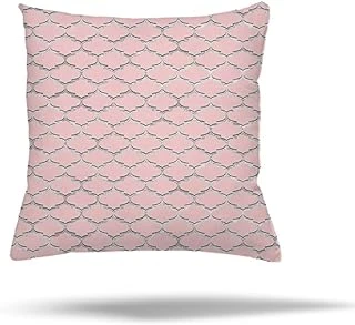 Pelangi Geometrik Karo Zigzak Kilim Desen Gizli Fermuarlı Yastık Kılıfı Kırlent Kılıfı, Pembe 45 X 45 ürün görseli 1