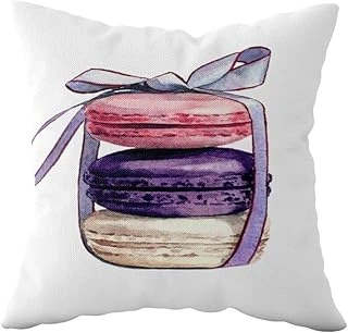 Pelangi Renkli Makaron Tatlı Desenli Çift Taraflı Gizli Fermuarlı Yastık Kılıfı Kırlent Koltuk Yastık Kılıfı, Beyaz-Pembe-Mor 43 X 43 ürün görseli 1