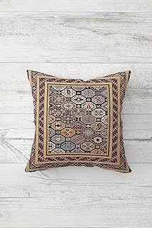 Pelangi Etnik Kilim Desen Motifli Çift Taraflı Gizli Fermuarlı Yastık Kılıfı Kırlent Koltuk Yastık Kılıfı, Bordo-Ten-Siyah 45 X 45 ürün görseli 1