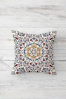 Pelangi Etnik Geleneksel Motifli Çift Taraflı Gizli Fermuarlı Yastık Kılıfı Kırlent Koltuk Yastık Kılıfı, Beyaz-Bordo-Mavi 45 X 45 ürün görseli 1