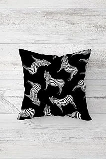 Pelangi Zebra Desenli Çift Tarafı Baskılı Gizli Fermuarlı Yastık Kılıfı Kırlent Koltuk Yastık Kılıfı, Koyu Siyah-Beyaz 45 X 45 ürün görseli 1