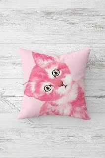 Pelangi Sevimli Desenli Çift Tarafı Baskılı Gizli Fermuarlı Yastık Kılıfı Kırlent Koltuk Yastık Kılıfı, Pembe-Pudra-Beyaz 45 X 45 ürün görseli 1