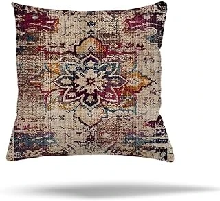 Pelangi Geometrik Çiçekli Kuş Tüyü Batik Gizli Fermuarlı Yastık Kılıfı Kırlent Kılıfı Koltuk Yastık Kılıfı, Bej-Mor 45 X 45 ürün görseli 1
