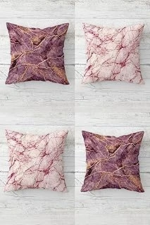 Pelangi Pembe Mermer Desenli Kombin Gizli Fermuarlı Kırlent Kılıfı Koltuk Yastık Kılıfı Takım(4Adet), Pembe-Gold 45 X 45 ürün görseli 1