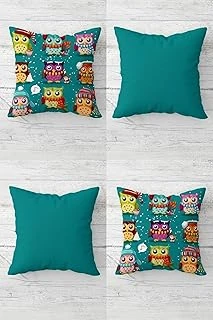 Pelangi Baykuş Desenli Gizli Fermuarlı Kırlent Kılıfı Koltuk Yastık Kılıfı Takım(4Adet), Çok Renkli 43 X 43 ürün görseli 1