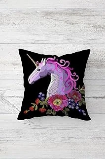 Pelangi Ünicorn At Desenli Çift Tarafı Baskılı Gizli Fermuarlı Yastık Kılıfı Kırlent Koltuk Yastık Kılıfı, Siyah 45 X 45 ürün görseli 1