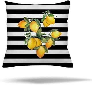 Pelangi Fermuarlı Yastık Kılıfı Limon Desen Kırlent Kılıfı Koltuk Yastık Kılıfı, Sarı-Siyah 45 X 45 ürün görseli 1