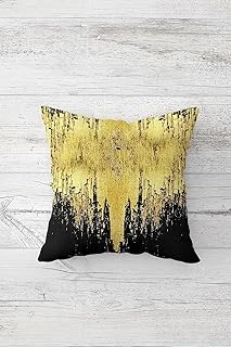 Pelangi Gold Efektli Altın Renk Çift Tarafı Baskı Gizli Fermuarlı Yastık Kılıfı Kırlent Koltuk Yastık Kılıfı, Sarı-Füme 45 X 45 ürün görseli 1