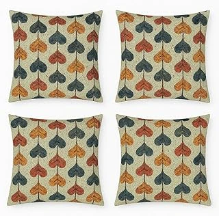 4’Lü Dijital Baskılı Dekoratif Yastık Kılıfı Seti 45X45 Cm - Yaprak Deseni, Sonbahar Renkleri (Kırmızı, Turuncu, Gri) - Keten Dokulu Kumaş, Yumuşak Dayanıklı Kırlent Kılıfı - Ev, Ofi ürün görseli 1