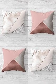 Pelangi Geometrik Üçgen Bölmeli Gizli Fermuarlı Kırlent Kılıfı Koltuk Yastık Kılıfı Takım(4Adet), Pembe-Beyaz 45 X 45 ürün görseli 1