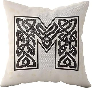 Pelangi M Harfi Bej Çift Tarafı Baskılı Gizli Fermuarlı Dekoratif Yastık Kılıfı Kırlent Kılıfı Yastık Kılıfı, Koyu Bej 43 X 43 ürün görseli 1