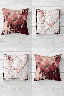 Pelangi Batik Mermer Desenli Kombin Gizli Fermuarlı Kırlent Kılıfı Koltuk Yastık Kılıfı Takım(4Adet), Kırmızı-Beyaz 45 X 45 ürün görseli 1