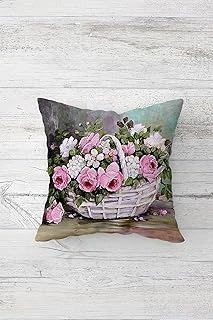 Pelangi Sepette Çiçek Desenli Çift Tarafı Baskılı Gizli Fermuarlı Yastık Kılıfı Kırlent Koltuk Yastık Kılıfı, Beyaz-Pembe-Yeşil 45 X 45, 24691168845451 ürün görseli 1