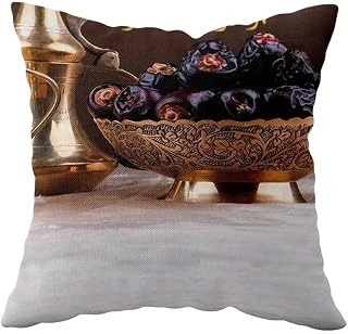 Pelangi Ramazan Feneri Hurmalı Hilalli Çift Taraflı Gizli Fermuar Yastık Kılıfı Kırlent Koltuk Yastık Kılıfı, Kahverengi-Gold 43 X 43 ürün görseli 1
