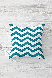 Pelangi Turkuaz Zigzag Desenli Çift Tarafı Baskılı Gizli Fermuar Yastık Kılıfı Kırlent Koltuk Yastık Kılıfı, Beyaz-Mavi 45 X 45, 24691199445451 ürün görseli 1