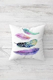 Pelangi Bohem Renkli Kuş Tüylü Çift Tarafı Baskı Gizli Fermuarlı Yastık Kılıfı Kırlent Koltuk Yastık Kılıfı, Yeşil-Lila 45 X 45, 24691102845451 ürün görseli 1