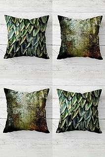 Pelangi Yeşil Yapraklar Batik Renkli Gizli Fermuarlı Kırlent Kılıfı Koltuk Yastık Kılıfı Takım(4Adet), Yeşil 45 X 45 ürün görseli 1