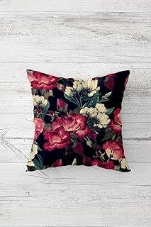 Pelangi Çiçek Desenli Çift Tarafı Baskılı Gizli Fermuarlı Yastık Kılıfı Kırlent Koltuk Yastık Kılıfı, Mor-Yeşil-Siyah 45 X 45, 24691190845451 ürün görseli 1