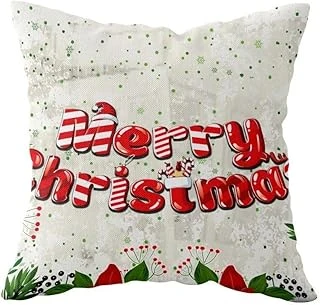 Pelangi Merry Christmas Yılbaşı Süsü Tema Çift Taraflı Gizli Fermuar Kırlent Koltuk Yastık Kılıfı, Beyaz-Yeşil-Kırmızı 43 X 43 ürün görseli 1