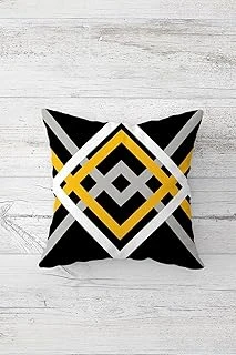 Pelangi İç Içe Karo Desenli Çift Tarafı Baskılı Gizli Fermuarlı Yastık Kılıfı Kırlent Koltuk Yastık Kılıfı, Siyah-Beyaz-Sarı 45 X 45 ürün görseli 1