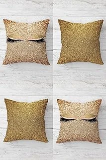 Pelangi Uzun Kirpikli Altın Payetli Gizli Fermuarlı Kırlent Kılıfı Koltuk Yastık Kılıfı Takım(4Adet), Gold 45 X 45 ürün görseli 1