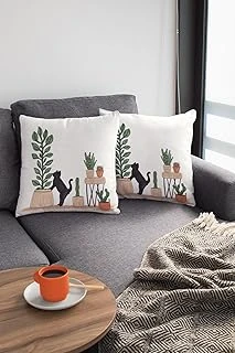 2'Li Tay Tüyü Tutmaz Kumaş Çift Taraflı Kırlent Yastık Kılıfı Kaktüs 43X43Cm Krl444 ürün görseli 1