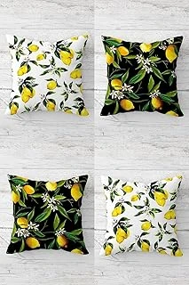 Pelangi Limon Limon Çiçekleri Desenli Gizli Fermuarlı Kırlent Kılıfı Koltuk Yastık Kılıfı Takım(4Adet), Sarı-Yeşil 45 X 45 ürün görseli 1