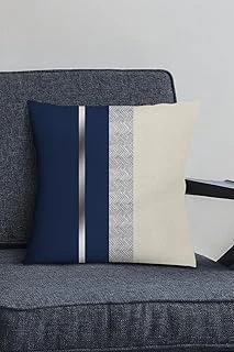 Viva Silver Lacivert Tay Tüyü Dokuma Kumaş Çizgili Çift Taraflı Kırlent Yastık Kılıfı Krl1073 ürün görseli 1