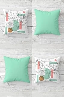 Pelangi Line Yaprak Geometri Düz Gizli Fermuarlı Kırlent Kılıfı Koltuk Yastık Kılıfı Takım(4Adet), Mint-Pembe 45 X 45 ürün görseli 1