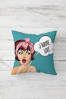 Pelangi J'Adore Love Çift Tarafı Baskılı Gizli Fermuarlı Yastık Kılıfı Kırlent Koltuk Yastık Kılıfı, Mavi-Beyaz 45 X 45, 2469118345451 ürün görseli 1