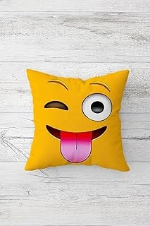Pelangi Göz Kırpan Emoji Çift Tarafı Baskılı Gizli Fermuarlı Yastık Kılıfı Kırlent Koltuk Yastık Kılıfı, Hardal 45 X 45, 2469133045451 ürün görseli 1