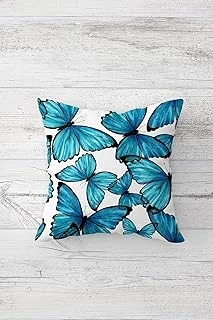 Pelangi Kelebekler Çift Tarafı Baskılı Gizli Fermuarlı Yastık Kılıfı Kırlent Koltuk Yastık Kılıfı, Turkuvaz-Beyaz 45 X 45, 24691316645451 ürün görseli 1