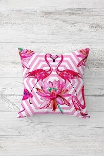Pelangi Fuşya Flamingo Desenli Çift Tarafı Baskılı Gizli Fermuarlı Yastık Kılıfı Kırlent Koltuk Yastık Kılıf, Fuşya 45 X 45 ürün görseli 1