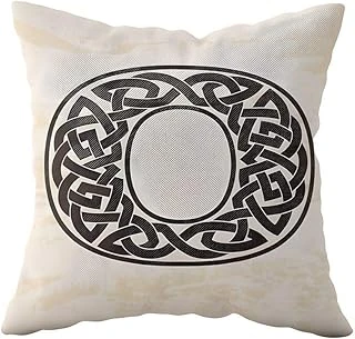 Pelangi O Harfi Bej Çift Tarafı Baskılı Gizli Fermuarlı Dekoratif Yastık Kılıfı Kırlent Kılıfı Yastık Kılıfı, Rengi-Siyah 43 X 43 ürün görseli 1