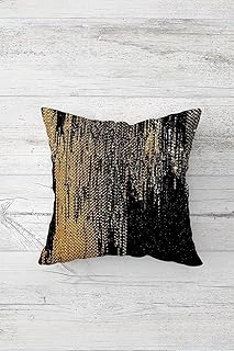 Pelangi Pul Payet Desen Geçişli Çift Tarafı Baskılı Gizli Fermuar Yastık Kılıfı Kırlent Koltuk Yastık Kılıfı, Gold-Siyah-Beyaz 45 X 45 ürün görseli 1