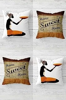 Pelangi Sweet Bohem Afrikalı Kadın Gizli Fermuarlı Kırlent Kılıfı Koltuk Yastık Kılıfı Takım4Adet, Kahverengi 45 X 45 ürün görseli 1