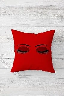 Pelangi Kırmızı Göz Kaş Desen Çift Tarafı Baskılı Gizli Fermuarlı Yastık Kılıfı Kırlent Koltuk Yastık Kılıfı, Kırmızı 45 X 45, 2469128945451 ürün görseli 1