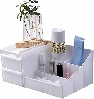 Çekmeceli Beyaz Organizer – Çok Bölmeli Masaüstü Makyaj Organizeri, Kozmetik, Ofis Banyo Düzenleyici, Dayanıklı Plastik, Tasarım ürün görseli 1