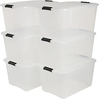 Iris Ohyama Kapaklı Plastik Saklama Kutuları, 45L, 6'Lı Set, Şeffaf ürün görseli 1