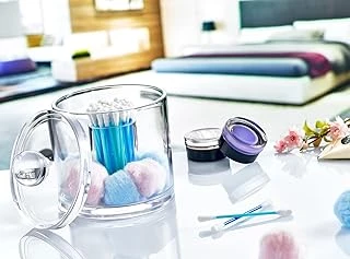 Deconox Akrilik Yuvarlak Pamuk Kulak Çubuğu Organzeri, Şeffaf Pamukluk, Şeffaf Kulak Çubuğu Kutusu, Yuvarlak Makyaj Organizere ürün görseli 1