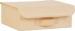 Textile Bej Balıksırtı Kapaklı Kutu 30 X 23 X 11 Cm ürün görseli 1