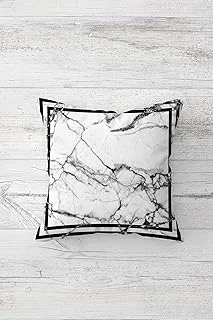 Pelangi Beyaz Mermer Desen Çift Tarafı Baskılı Gizli Fermuarlı Yastık Kılıfı Kırlent Koltuk Yastık Kılıfı, Koyu Gri-Beyaz 45 X 45, 24691319445451 ürün görseli 1