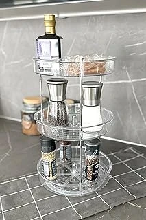 Primanova Elpida Üç Katlı Döner Raf Banyo Mutfak Makyaj Düzenleyici - Şeffaf M-E64-16-3K ürün görseli 1