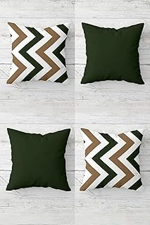 Pelangi Geometrik Zigzag Düz Kılıf Yeşil Gizli Fermuarlı Kırlent Kılıfı Koltuk Yastık Kılıfı Takım(4Adet), Bej-Yeşil 45 X 45 ürün görseli 1