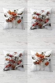 Pelangi Gelincik Buketi Gelincik Desenli Gizli Fermuarlı Kırlent Kılıfı Koltuk Yastık Kılıfı Takım(4Adet), Gri-Narçiçeği 45 X 45 ürün görseli 1
